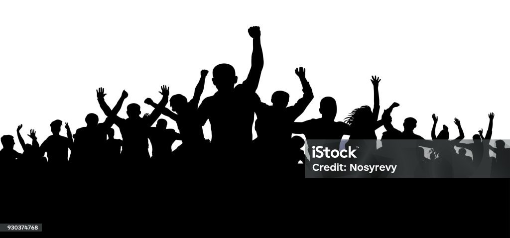 Protesters, enraged crowd of people silhouette vector, angry mob In Silhouette stock vector