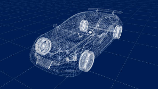 istock Transparent car design, wire model.3D illustration. My own car design. 930377850
