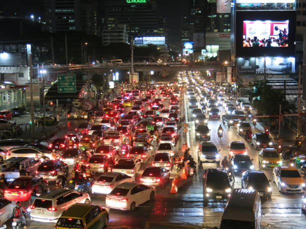 istock Night traffic jam in Bangkok 930378086