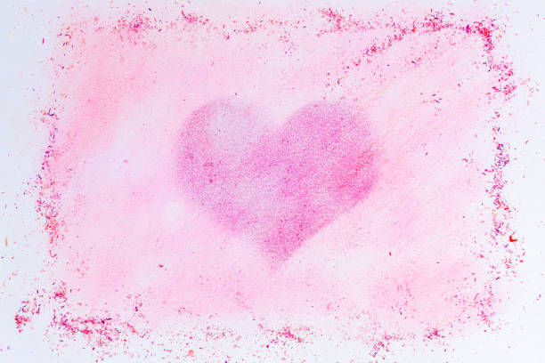istock Pink background with a heart shaded with colored pencils 930378330