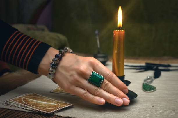 istock Tarot cards. Future reading concept. Fortune teller desk table. 930382268
