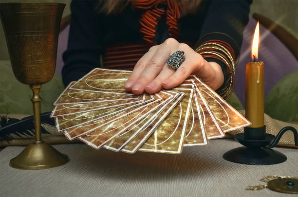 istock Tarot cards. Future reading concept. Fortune teller desk table. 930382338