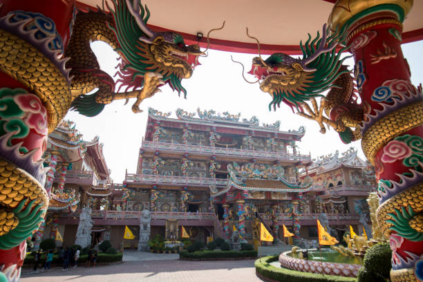 the chinese Temple of Thepsathit Phra Kiti Chaloem in the town of Ang Sila neat Bang Saen in the Provinz Chonburi in Thailand.  Thailand, Chonburi, November, 2017