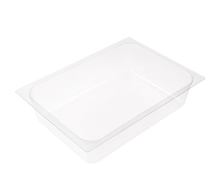 Transparent Food Tray isolated on white background. Hi res photo.