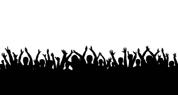 Сrowd of people applauding silhouette Сrowd of people applauding silhouette crowd of people stock illustrations