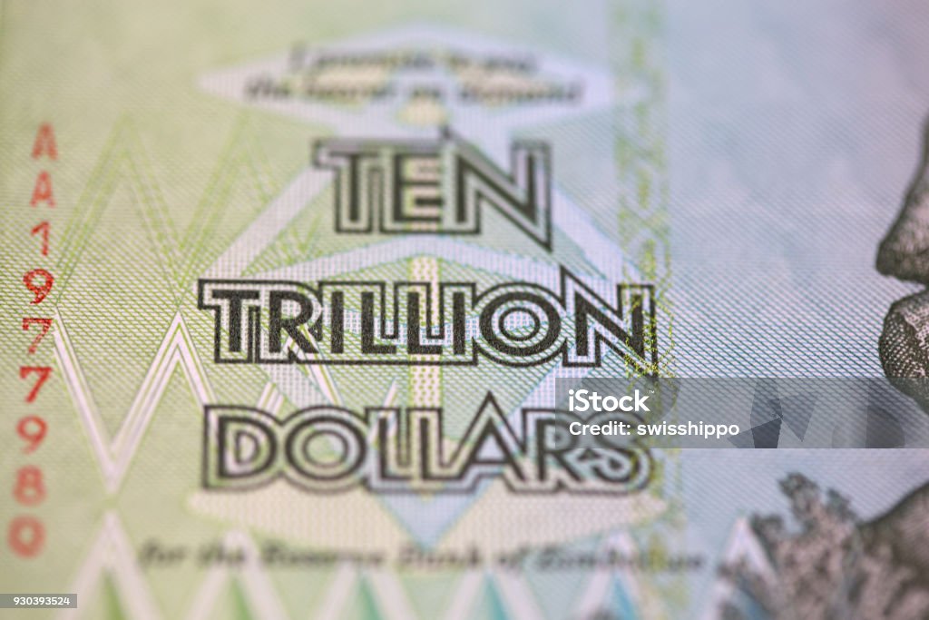 Banknotes Banknotes of Zimbabwe after hyperinflation Accidents and Disasters Stock Photo
