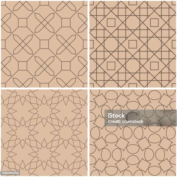 Geometric Pattern Pattern Beige Geometric Patterns Set Of Beige And Brown Seamless Backgrounds Vector ...