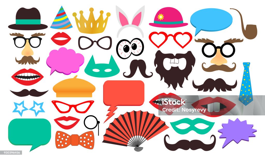 Party birthday photo booth props Photo Booth stock vector