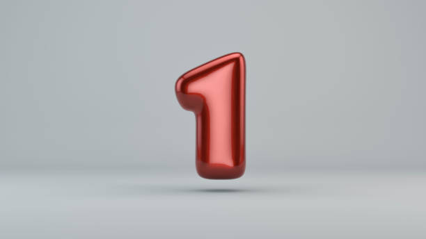 istock Glossy paint number 1. 3D render of bubble font with glint isolated on white background. 930402624