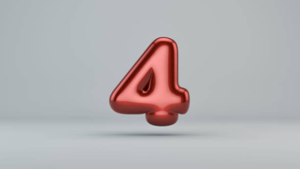 istock Glossy paint number 4. 3D render of bubble font with glint isolated on white background. 930402648