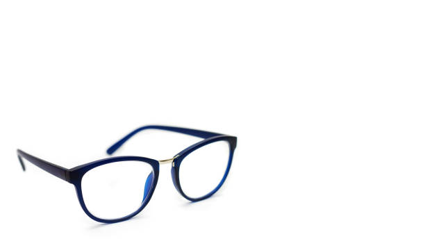 istock blue glasses to improve vision. Isolated on white background. copy space, template. 930406842