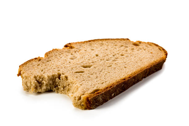 istock Slice of bread bitten on white background 930410244