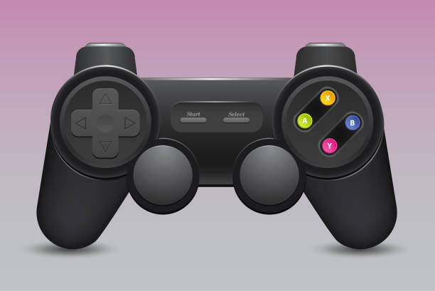 schwarze joystick, isolieren auf weißem hintergrund - gamepad stock-grafiken, -clipart, -cartoons und -symbole