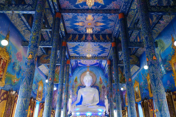 Wat Rong Sue Ten or blue temple is unseen blue temple in Thailand. Wat Rong Sue Ten or blue temple is unseen blue temple in Chiang Rai, Thailand. chiang rai province stock pictures, royalty-free photos & images