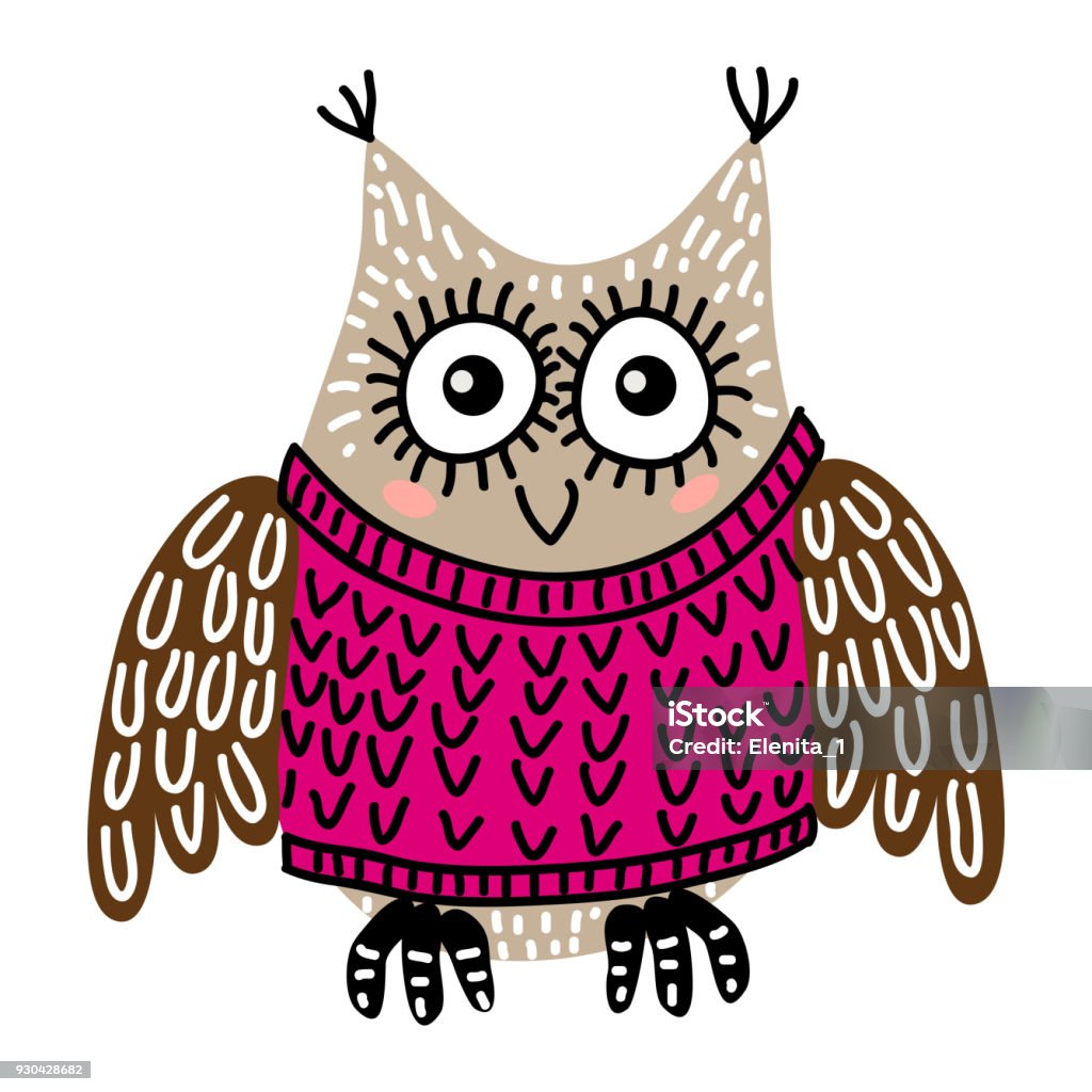 Cute cartoon owl Cute cartoon owl isolated on white background Animal stock vector