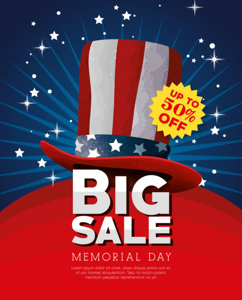 big sale commercial label for memorial day big sale commercial label for memorial day vector illustration design memorial day weekend stock illustrations