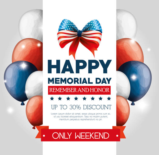 big sale commercial label for memorial day big sale commercial label for memorial day vector illustration design memorial day weekend stock illustrations