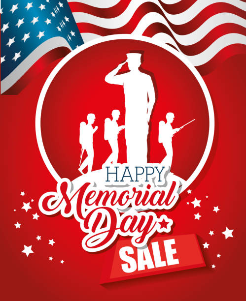 big sale commercial label for memorial day big sale commercial label for memorial day vector illustration design memorial day weekend stock illustrations
