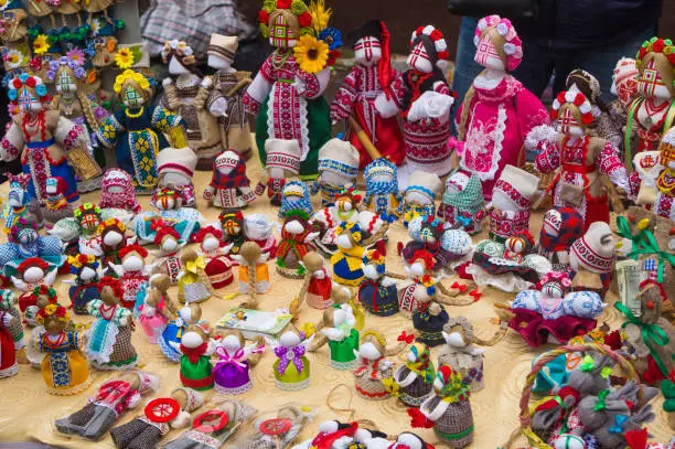Photo of Handmade traditional rag dolls on the counter