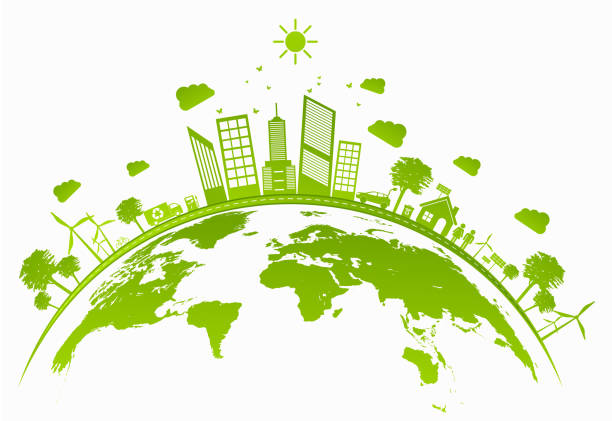 istock Ecology concept with green city on earth 930436684