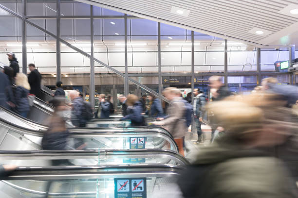 istock Train station platform escalators, Stockholm city 930436730