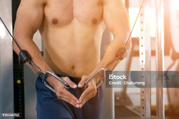 Close Up Men In Gymnasium Exercise Concepts For Body Health Stock Photo - Download Image Now