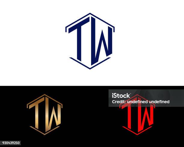 Tw Hexagon Shape Letters Design Stock Illustration - Download Image Now - Alphabet, Business, Concepts