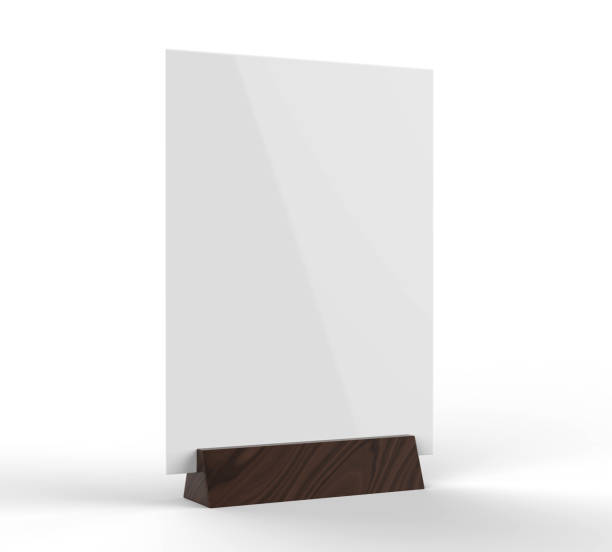 istock Table talkers promotional upright menu table tent top sign holder table menu card display stand picture frame for mock up and template design. 3d render illustration. 930439764