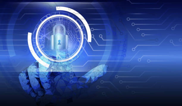 istock hand and circle tech on technology background design and the concept of protection in the form padlock 930440330