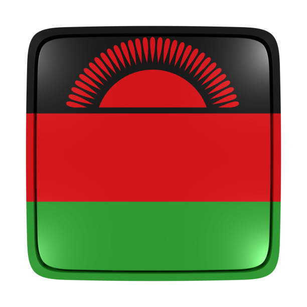 3d rendering of a Republic of Malawi flag icon. Isolated on white background.