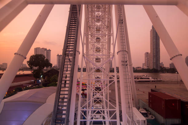 the Ferris Wheel at the Asiatique Riverfront Nightmarket in the city of Bangkok in Thailand.  Thailand, Bangkok, November, 2017