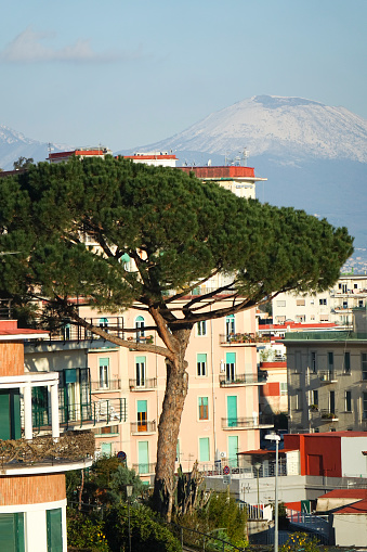 Snowy Vesuvius in Naples