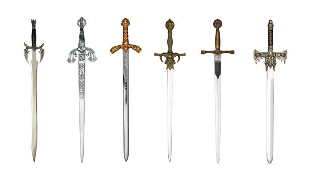 six medieval swords - medieval imagens e fotografias de stock