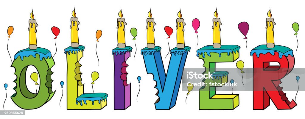 Ilustración de Oliver Masculino Nombre Mordido Colorido 3d Letras Pastel De Cumpleaños Con Velas Y Globos y más Vectores Libres de Derechos de Adulto - iStock Ilustración de Oliver Masculino Nombre Mordido Colorido 3d Letras Pastel De Cumpleaños Con Velas Y Globos y más Vectores Libres de Derechos de Adulto - iStock
