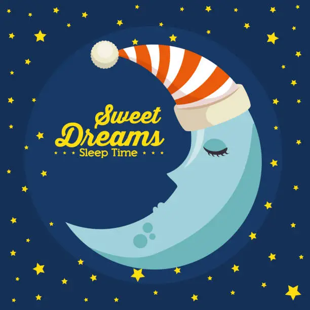 Vector illustration of sweet dreams sleeping time icon