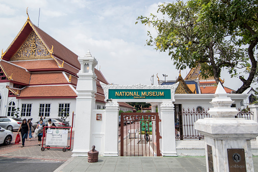 The Thai National Museum at the Sanam Luang Park in the city of Bangkok in Thailand.  Thailand, Bangkok, November, 2017