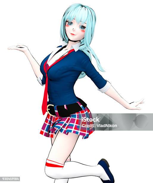 Colegiala Anime Japonesa 3d Foto de stock y más banco de imágenes de Chica  adolescente - Chica adolescente, Ilustración, Japón - iStock