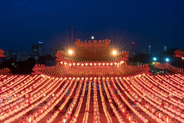 istock Traditional Chinese lanterns display in Thean Hou Temple illuminated for Chinese new year festival, Kuala Lumpur, Malaysia. 930461836