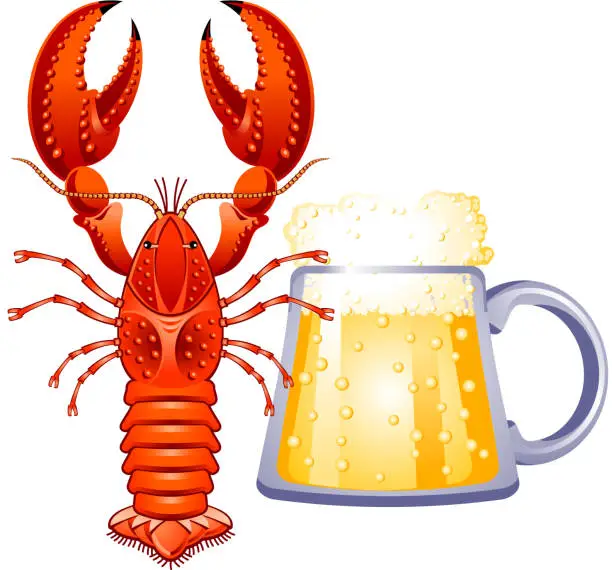 Vector illustration of Beer crawfish