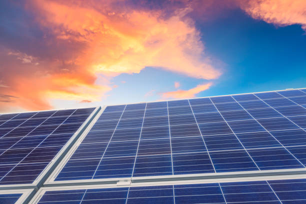istock solar panels and sky landscape at sunset,green energy 930470820