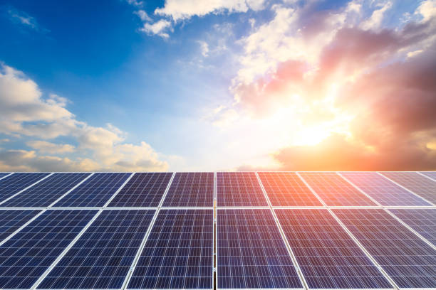 istock solar panels and sky landscape at sunset,green energy 930471386