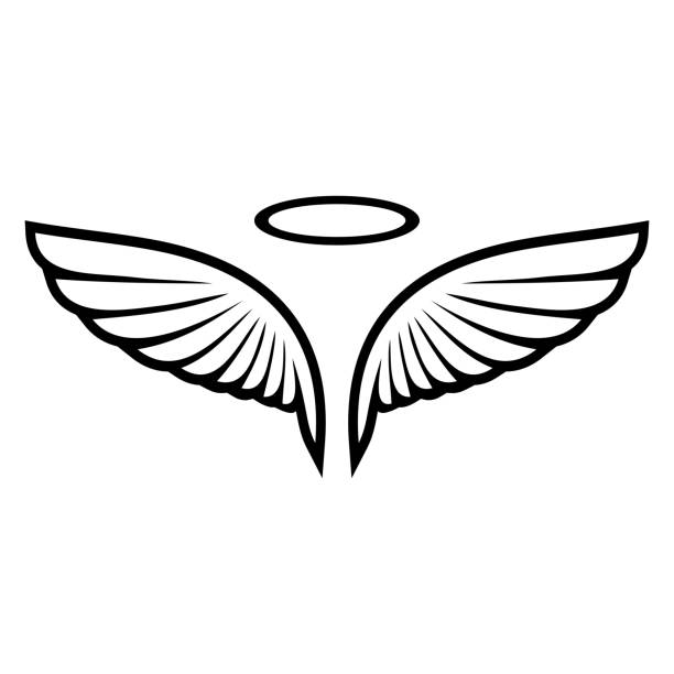 stockillustraties, clipart, cartoons en iconen met vector schets van engel vleugels - engelenpak