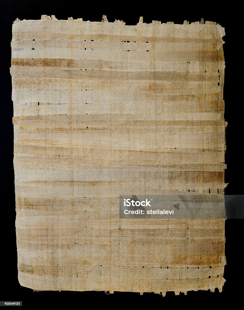 Papyrus Egyptian Papyrus paper on a black background. Papyrus Paper Stock Photo