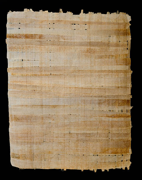 Papyrus Egyptian Papyrus paper on a black background. papyrus paper photos stock pictures, royalty-free photos & images