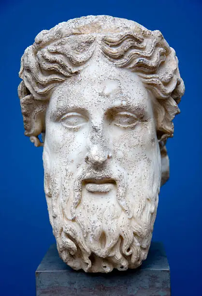 Marble head of Hermes Herm, found in The Glyptotek in Copenhagen, Denmark.