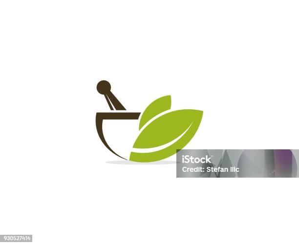 Pharmacy Icon Stock Illustration - Download Image Now - Logo, Leaf, Mortar and Pestle