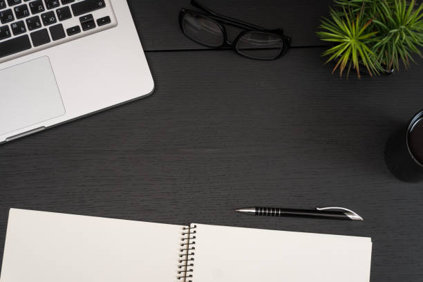 istock Office desk table with supplies. Top view. 930531020