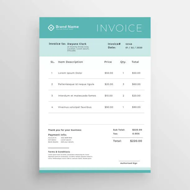 Vector illustration of minimal invoice template vector design