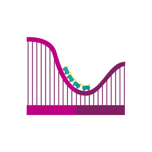 Vector illustration of vector flat roller coaster icon