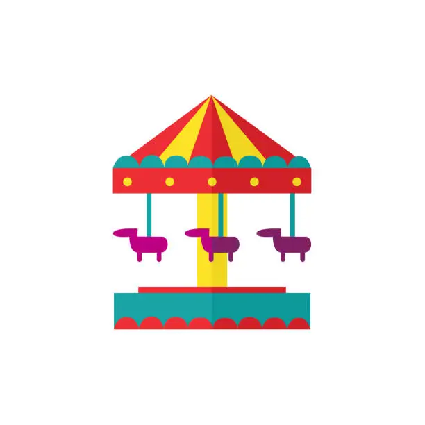 Vector illustration of vector horse carousel, amusement park objects